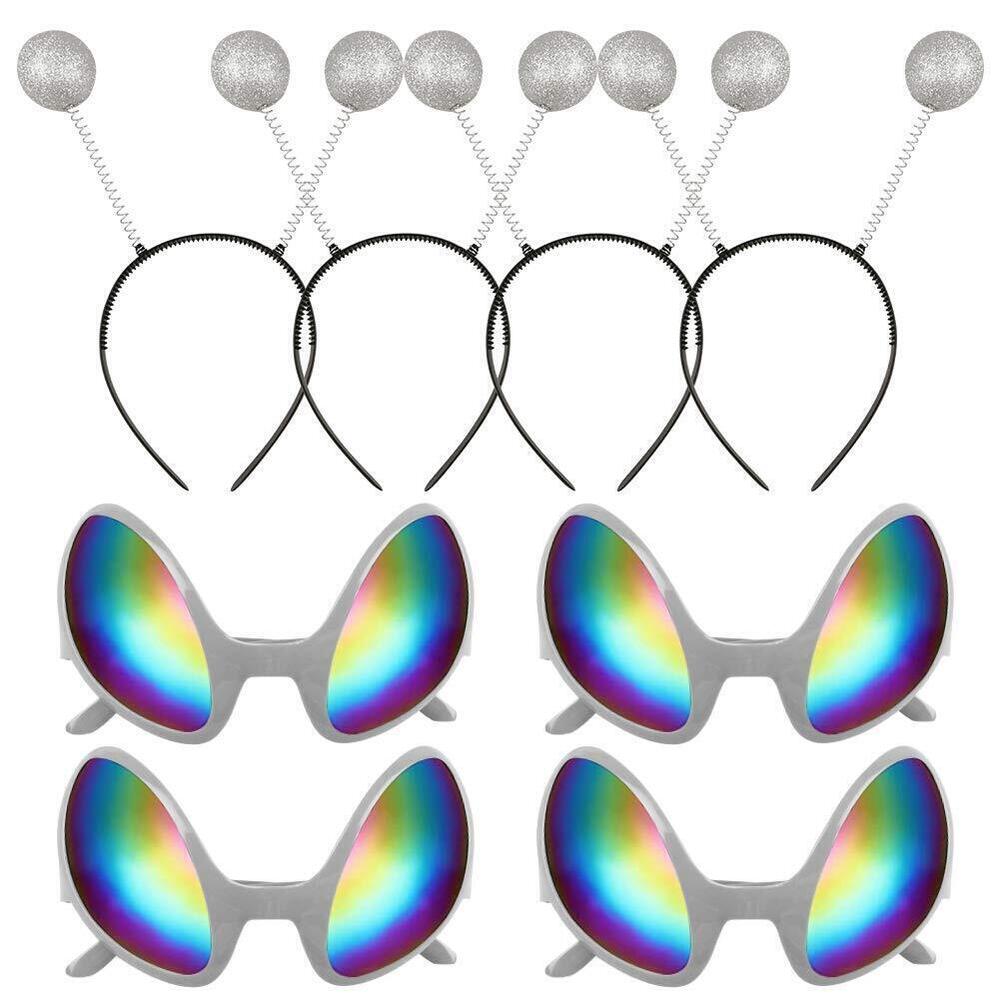 2786 8 Set Alien Glasses and Martain Antenna Headband Boppers, Alien